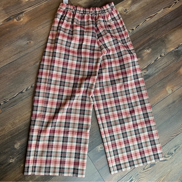 NWT Anthropologie Plaid Wide-Leg Pants Red Black Sparkle The Avery Small Petite - Picture 12 of 17